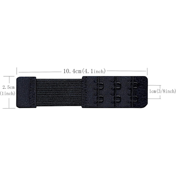 Set med 3 Mjuka Bekväma Bh-förlängningar 2 Hakar, 10cm x 2.5cm