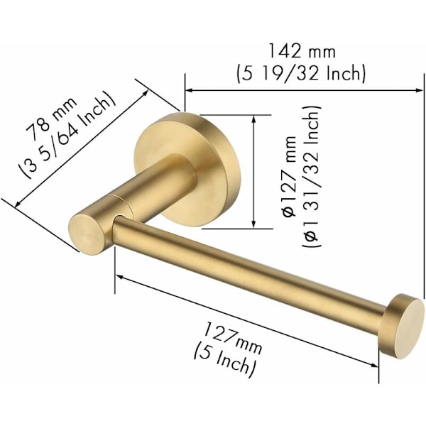 Amazon Brand SUS 304 Rustfrit Stål Rustfrit Vægmonteret Toiletpapir eller Papirhåndklæde Dispenser, Børstet Messing Finish, A2174S12-BZ