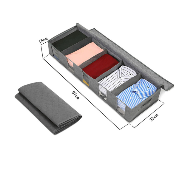 Förvaringsväska under sängen, klädförvaringslåda, förvaringsorganisatör under sängen (grå)