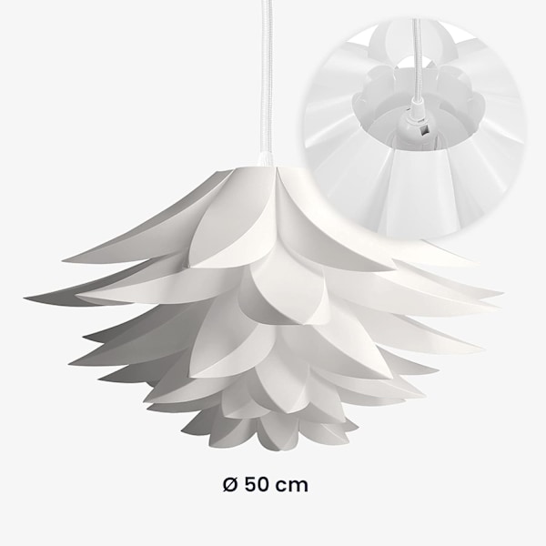 DIY Pussel Lampskärms - Lotus Design Lampskärms Taklampa Krona Pendellampa Golvlampa - Blomma Pussel Lampa Diameter: 50cm, Vit