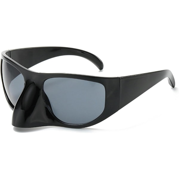 Oversize Punk Solbriller Goggle Kvinder Hip Hop Eagle Solbriller Mænd Sort Sølv Maske UV400