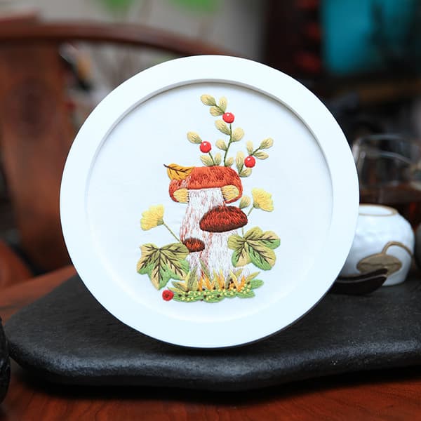 Broderikit för nybörjare, broderikit med båge, färgglada nålar och trådar, sax, tyg (5-pack)