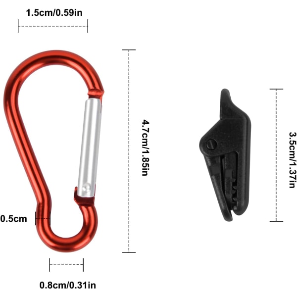 10 sett presenningklips med karabinkrok, teltklips, markiseklips, vindtett klips, teltlåsingsklips, presenningklips, kraftig teltklemme for utendørsaktiviteter, camping