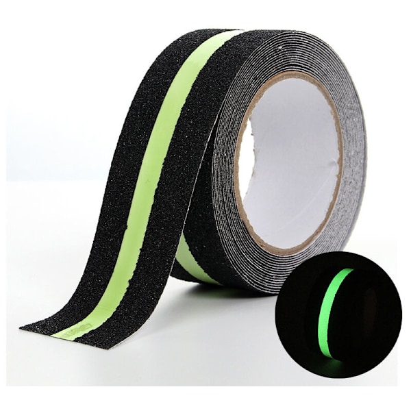 Selvklæbende skridsikker tape med fluorescerende stribe til natrefleksion, indendørs og udendørs skridsikker tape, ideel til trapper og 50mm 1m trin