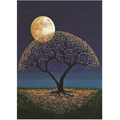 DIY full diamond painting new landscape big tree under the moon