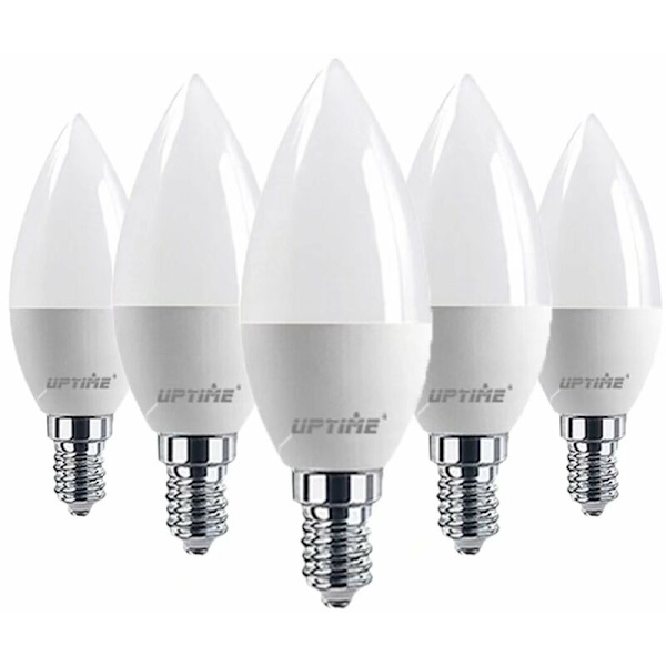 Led pære E14 lampe, varm hvid 3000K, C37 LED 5W, strålevinkel 120°, 6-pak