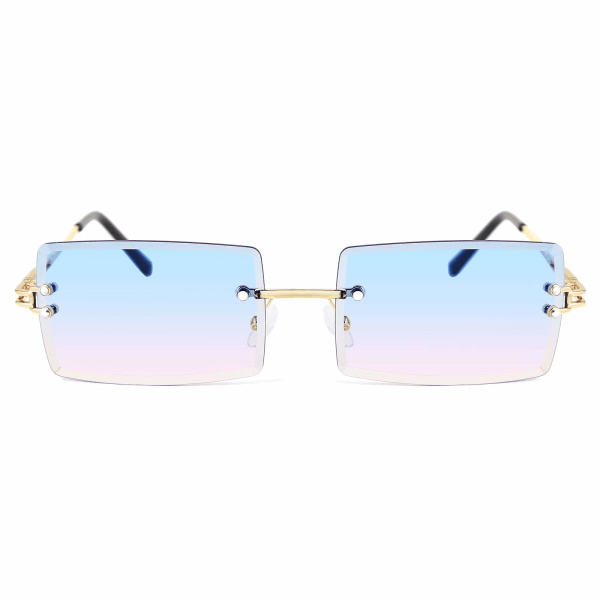 Vintage Rimless Solbriller rektangel Rammeløse Candy Color Glass