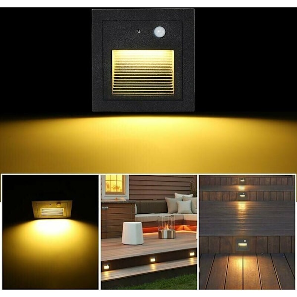 Pinta-asennettava spottivalo seinään ja kattoon, 2 kpl LED-seinävalaisin 3W, seinälamppu, valaisin, liiketunnistin, sisäänrakennettu valo, portaikko, lumen, eteinen, 2800k l