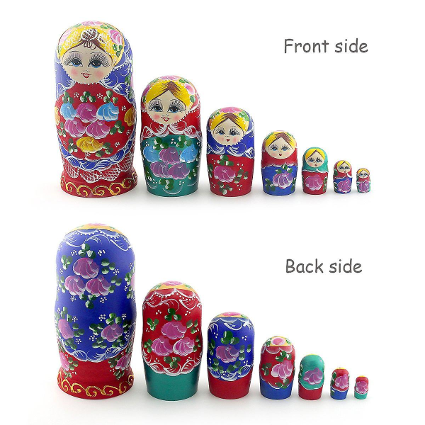 Ryska Nesting Dolls Ryska Nesting Dolls Trä Stapelbara Nesting Set 7 Delar Handgjorda Leksaker Barnpresenter