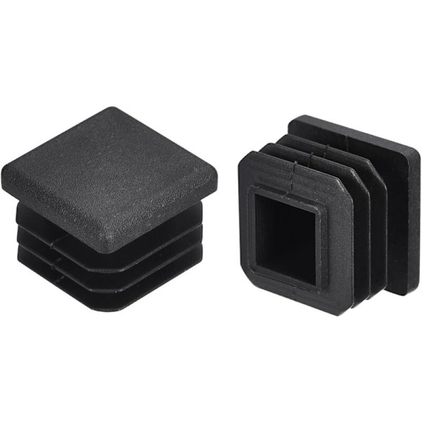 Set med 20 fyrkantiga plastpluggar för 20 mm x 20 mm rör (0,79 tum) för trappräcke, ledstång, svart rör