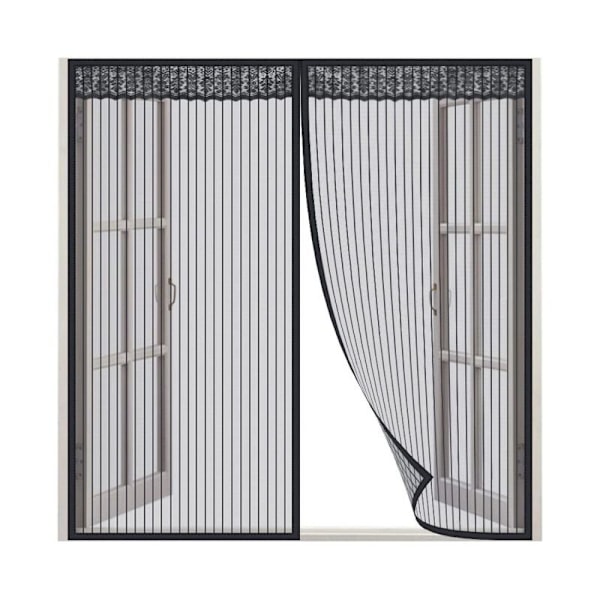 1st Magnetiskt Insektsnät Fönster 130x150CM Magnetisk Fönsterdörr Gardin Automatisk Stängning Svart