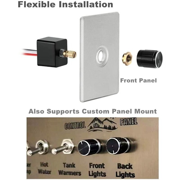 LED Lysdæmperkontakt 12V DC PWM Lysdæmper Justerbar til RV Båd Trailer Varevogn, til Dæmpbart LED Lys, Halogen, Glødelampe, Enkeltfarvet LED Strip