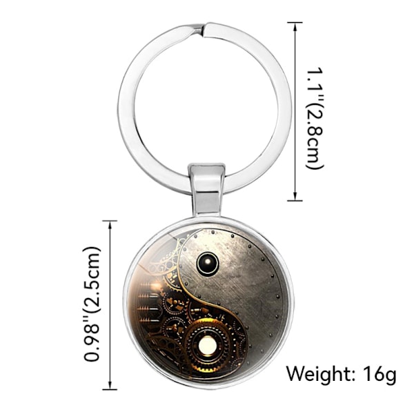 Luovasti suunniteltu Yin Yang Tai -lasikabokoni riipus avaimenperä avaimenpidike lahja