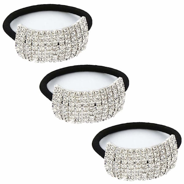 3-pak Hårbånd med Rhinestone til Kvinder og Piger, Hestehale Hårklemme Elastisk Hårbånd