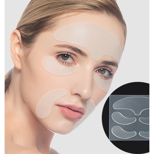 Anti-rynkeplastre (5-delt sæt) - Ansigts- og pande-rynkeplastre for at gøre øjne og mund glatte, naturlige ansigtsløftningstape til næsten