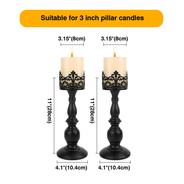 Pylväskynttilänjalka Candelabra Goottilainen Mattamusta Vintage Korkea Candelabra Ruokapöydän Keskiosa Candelabra Koriste (Musta 2 Kpl)