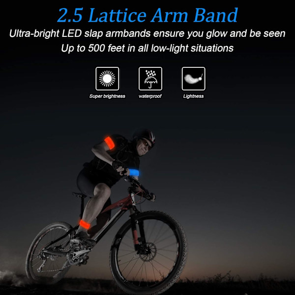 LED-Reflekterande Armband, Laddningsbart LED-Armband Luminous Armband Natt Säkerhet Hög Synlighet, För Utomhussporter Cykling Jogging Säkerhet Fluore