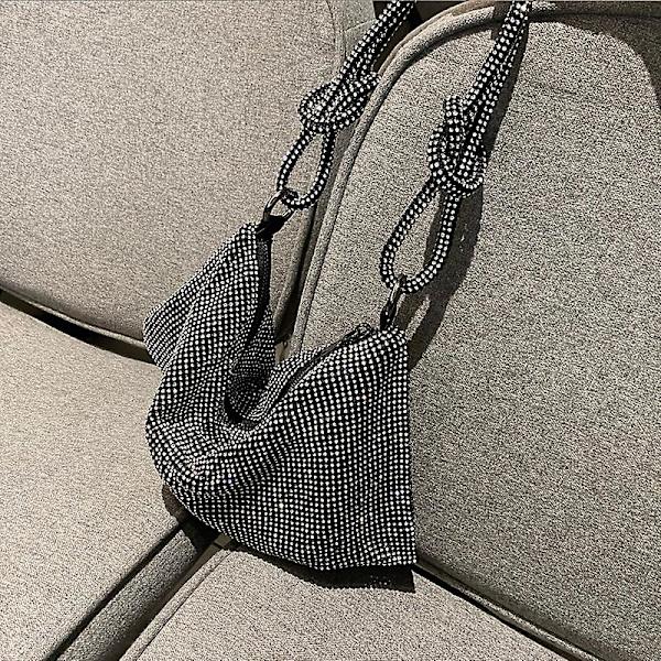 Kahva Rhinestone Ilta Clutch Laukku Hopea Kiiltävä Kristalli Illallinen Juhlat Lompakot Ja Käsilaukku Olkalaukku