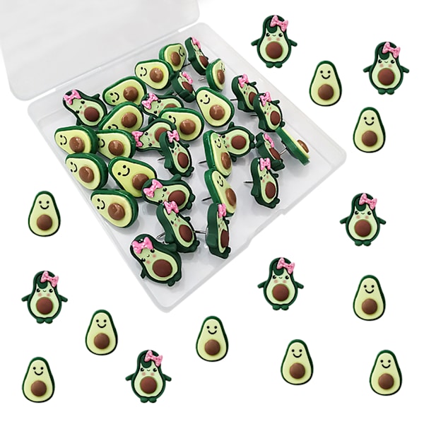 30 st resin avokado-nålar, pärlnålar, tryckstift, för skrivbordskort, fotomemoblock