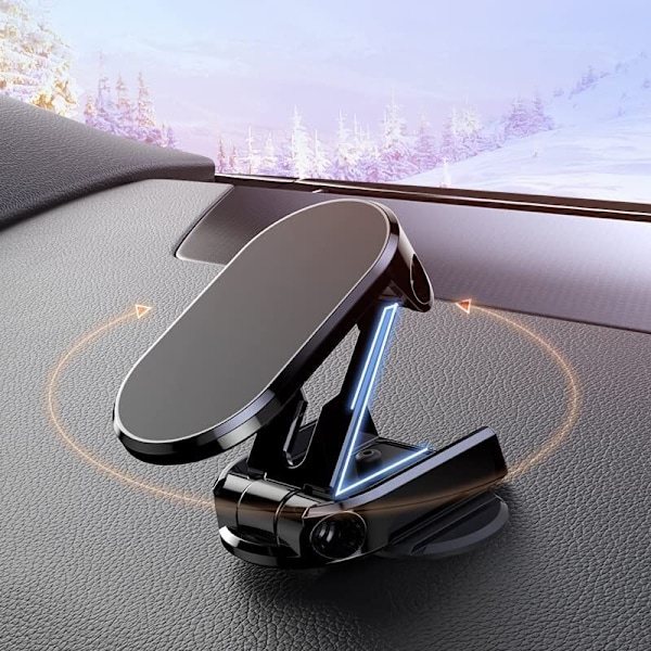 Foldbar magnetisk holder i metal til mobiltelefon med 360 graders rotation - Sølv