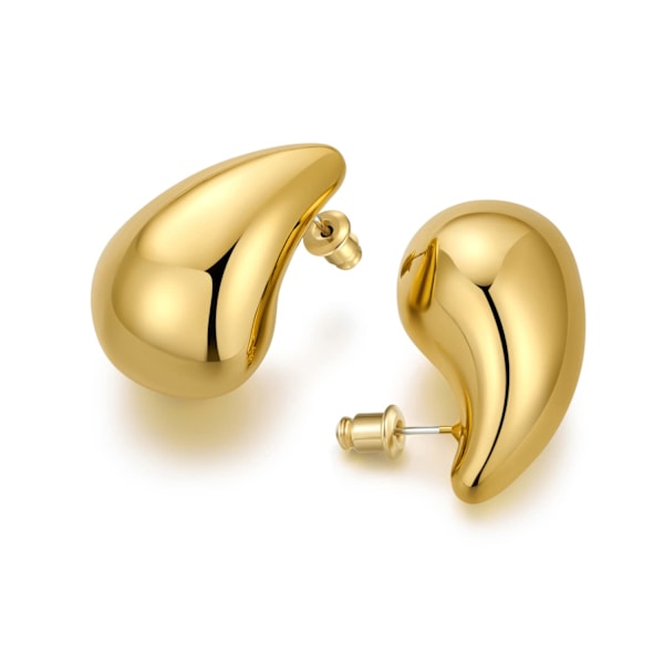 Øredobber - Dame Tåredråpe, Tykke Gull Hoop Lette Hule Åpne Dråpe Øredobber, Pop Oversized Statement Pierced Polish, Hypoallergeniske