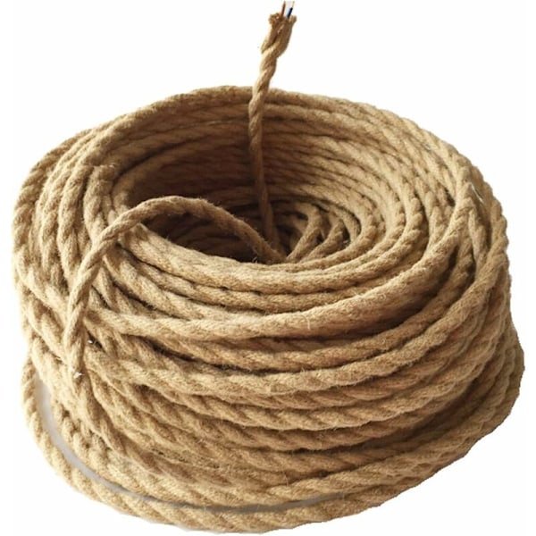 10m Elektrisk Repkabel, 2 Ledare Linne Vintage Replampa Koppartråd Täckt Retro Flätad Industriell Rep för DIY Pendellampa - RWCable é