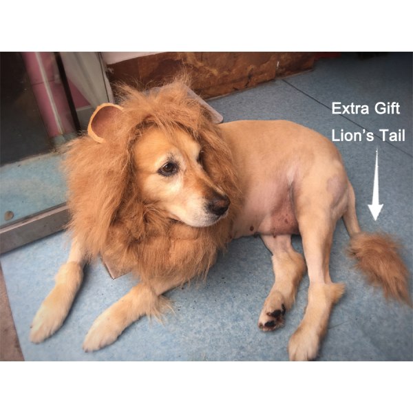 Lion Mane Hundekostume, Stort Fancy Hår Tøj Paryk Med Øre