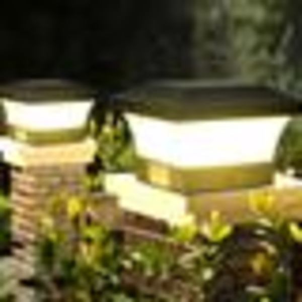 Vanntett LED solcelle stolpe lys for utendørs hagestolpe for 10x10cm trestolpe, terrasse, gjerde (1 stk)