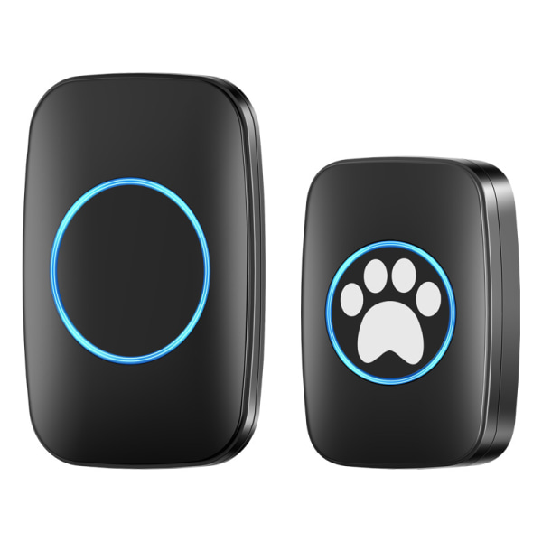 Home Wireless Touch Dørklokke Smart LED Flash Pet Hunde Dørklokke Vandtæt Caller Flash Ding Dong Doorbell (sort)