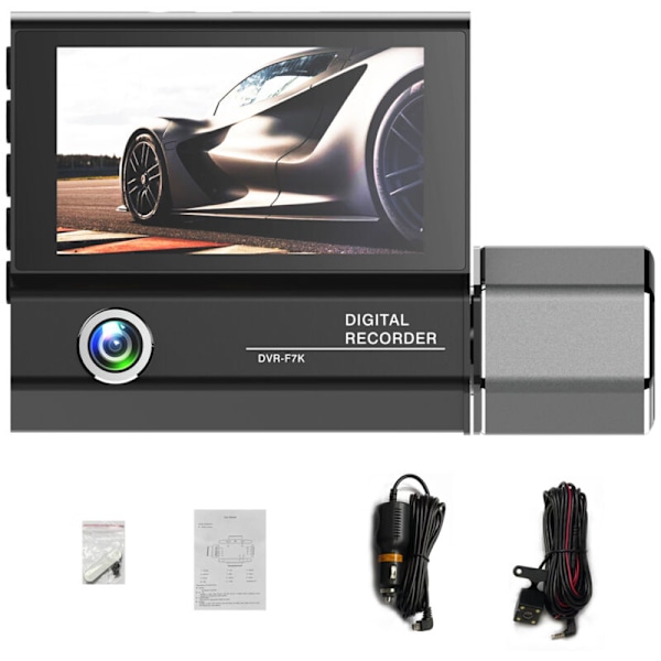 3 DASH CAM-kameror 4 tum bilbackspegel transparent bilinspelning bilvideokamera kabelinspelare automatisk säkerhetskörningsinspelare