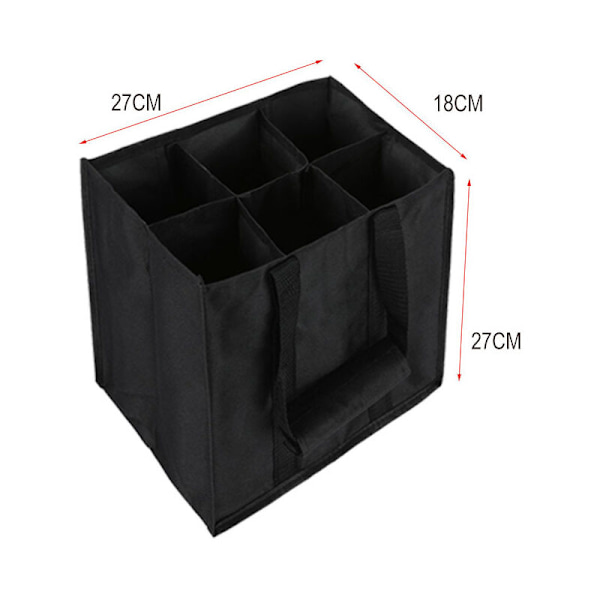 27x18x27cm flaske transporttaske 6 rum til 6 flasker á 1,5L stof resistent over for rivning og vandtæt ideel til vand øl
