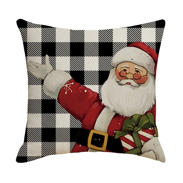 Linne jul kuddfodral jultomte älg kuddfodral hem soffa överdrag (4 stycken)