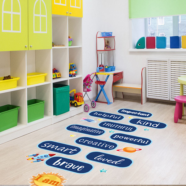 Gulv klistremerker - Barnerom vegg klistremer - Hopscotch spill - Digitale selvklebende gulvklistremer - Lærende leker Kreative klistremer Dekorasjon for