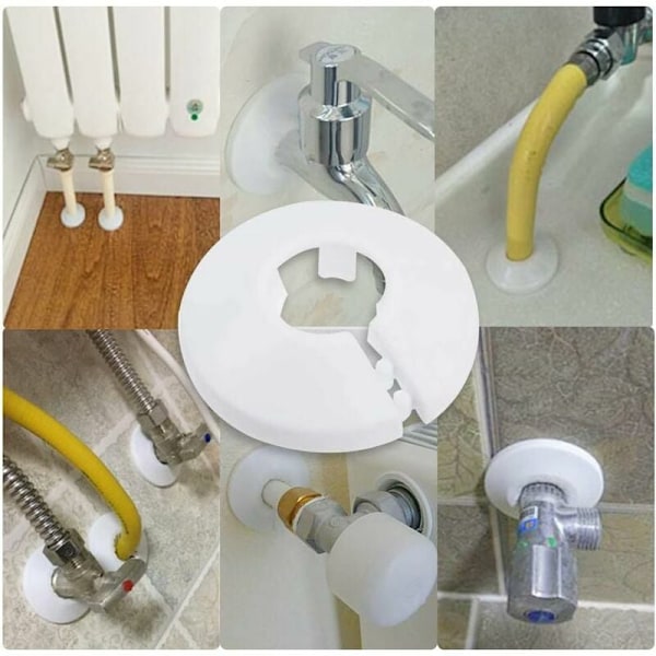 12 st slangskydd, täckrörskrage radiator, radiatorhylsa för slang rosett vit rund diameter på 15 mm (vit)