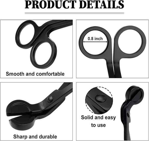 Robust lysestakesaks - Premium rustfritt stål lysestakesaks - Polerte lysestakssakser (matt sort)