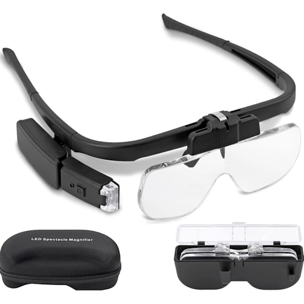 Bange forstørrelsesglas, Nouv Version LED LED LED Genopladelig LED LAKE HAIGHT HAYS LIBUS USB MED LYS OG 3 Aftagelige linser (1.5x-2.5x) til læsning