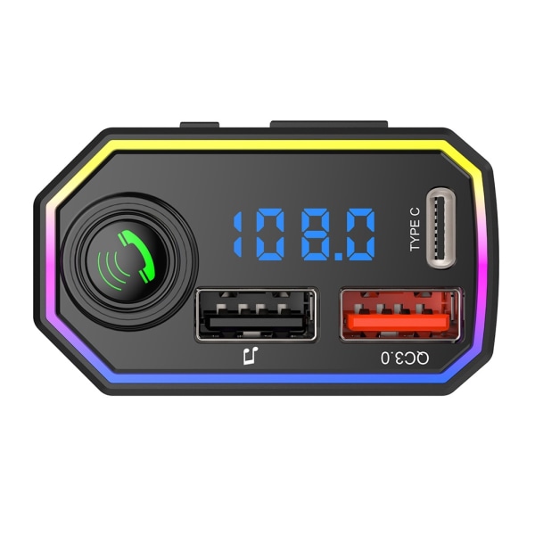 P6 Auton FM-lähetin - Auton MP3 Bluetooth Hands-free -soitin QC3.0 Pikalataus TYPE-C