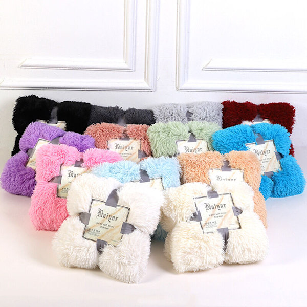 Koselig plysseteppe Stue teppe Mikrofiber fleece teppe Sofa teppe Dagtid Air condition teppe Lys for sofa seng (syv farge lys80