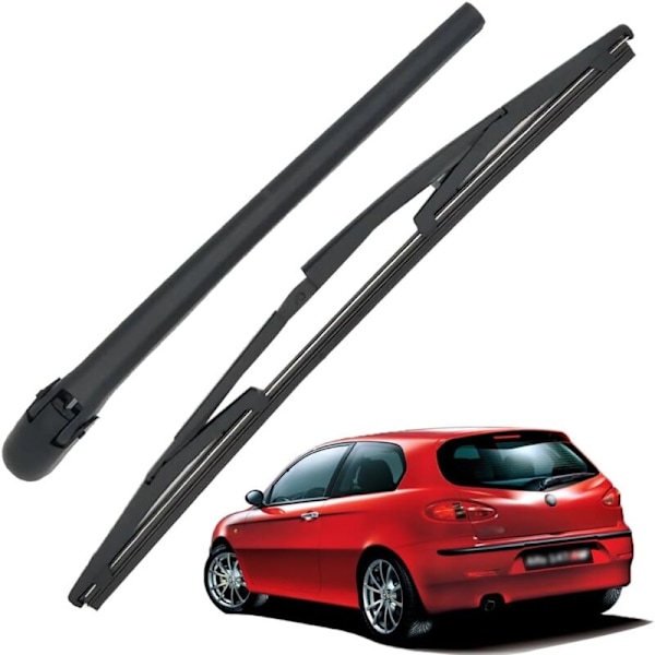 Bakre vindusviskerarm og viskerblad, helårssett med naturlig gummiviskerarm erstatning for Alfa Romeo 147 2000-2010