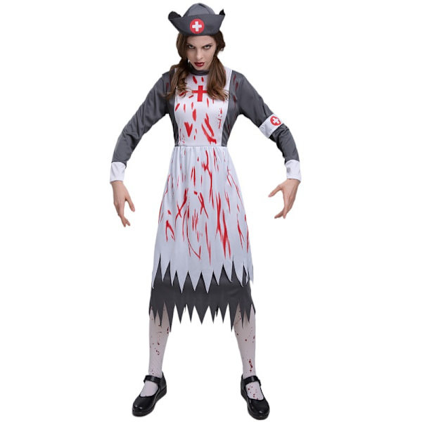 Halloween Horror Sykepleier Zombie Piken Kostyme (Sokker Ikke Inkludert)
