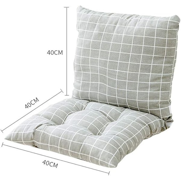 2-delt sædehynder med rygdel, ryghynde med stropper, lav ryghynde (stil 4, 40 x 40 cm)