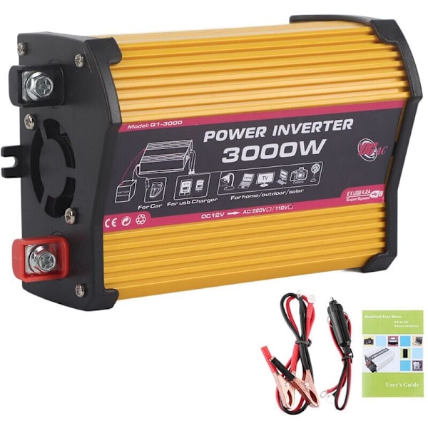 300W Bil Power Inverter, Dobbelt USB Bil Inverter Auto Power Converter Modificeret Sinusbølge Adapter Spændingsomformer