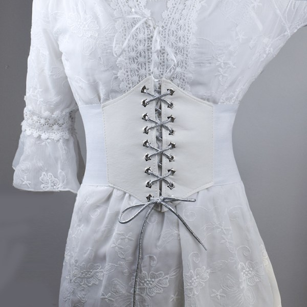 Fransk mavekontrolkorset til kvinder med nederdel, skjorte, elastisk elastisk sløjfe, femtakket stjernebredt bælte