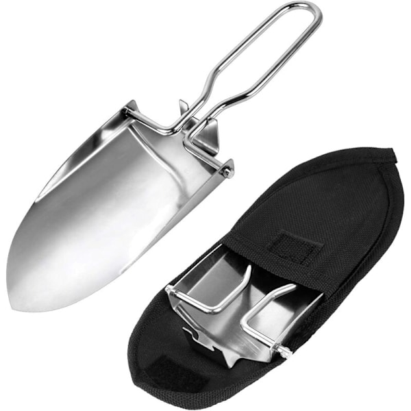 2 stk. sammenleggbar spade, hageredskaper, hagespade i rustfritt stål, hageomplantinger med 2 transportlommer, multifunksjonell sammenleggbar spa