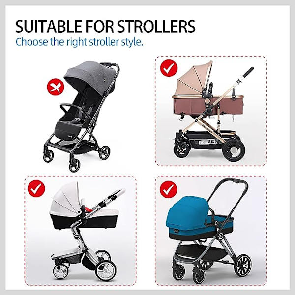 Babysolskydd för barnvagn (grå), universellt med UV-skydd, vattentätt och regnsäkert, solskydd för barnvagn
