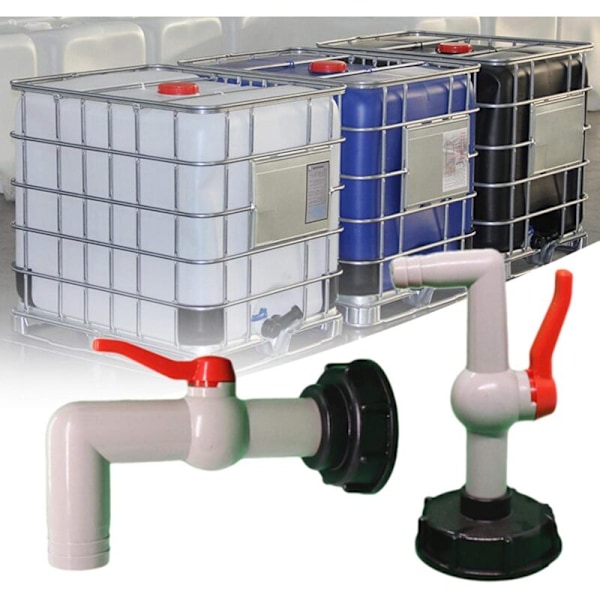 IBC 1000L Plastik hane fitting, stor 60 mm stor gevind afløbstank adapter til tank adapter havehane, 32mm eksport