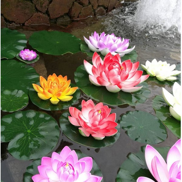 Kunstig Lotus Kunstige Dam Planter Flydende Dam Ornamenter Simulation Vandlilje Blomst Dam Dekoration Realistisk Lotus til Dam Pool Vand Dec