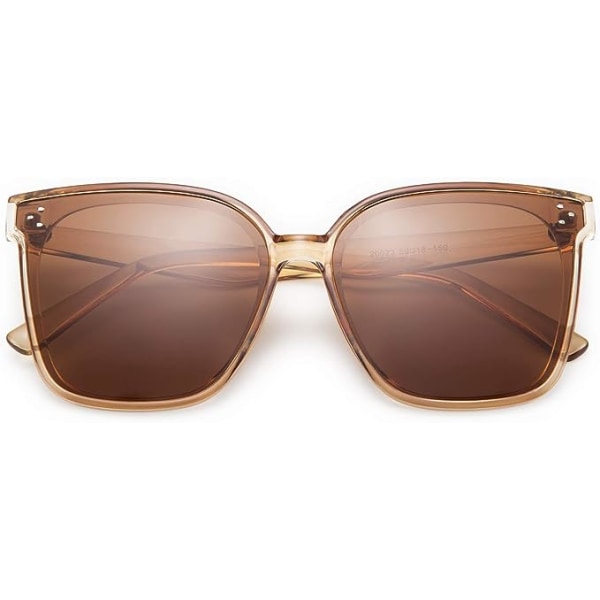 (Brown) Retro Square Oversized Polarized Sunglasses for Women Men Simple Style