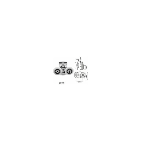 Sett med 4 parvise hjul i sinklegering diameter 23 mm - 2 hjul for skyvedusjdør