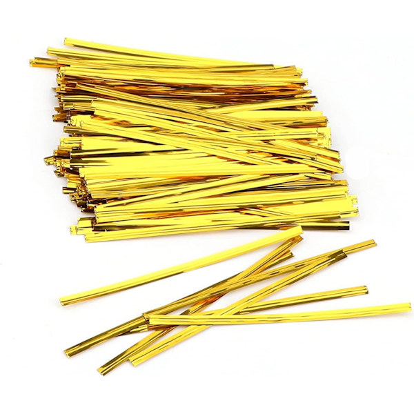 800 st 10 cm metalliska vridband för godispåsar, kaffepåsar, snacks, kakor, festtillbehör (guld), julstämningsutsmyckning